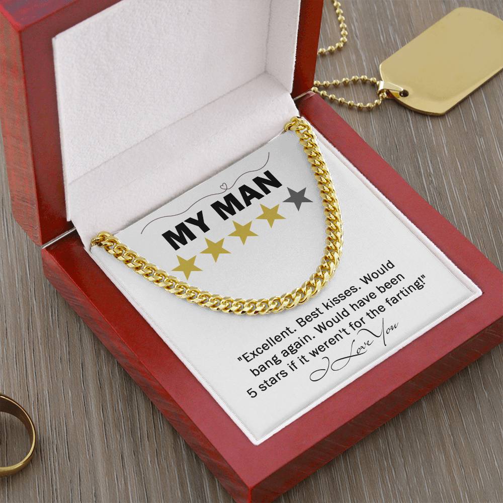 My Man A Funny Cuban Link Chain Necklace Gift For Boyfriend, Husband Gift, Valentine's Day, Anniversary, Or Christmas Gift For Boyfriend, Husband