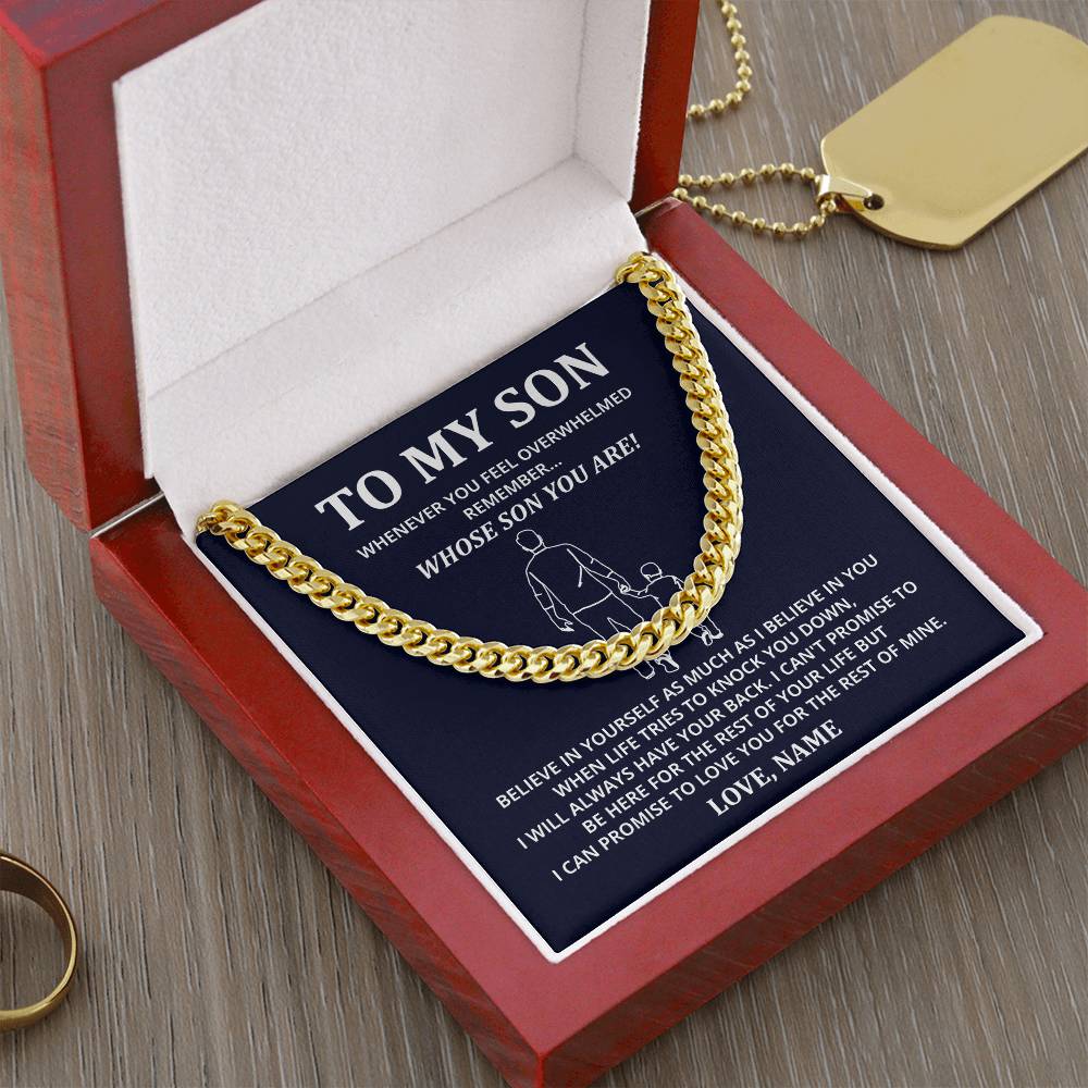 To My Son Cuban Chain Gift from Dad with Card