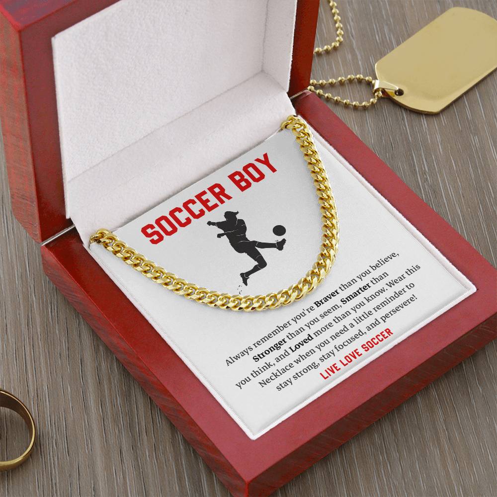 Soccer Boy Cuban Chain Gift for Teen – Message Card