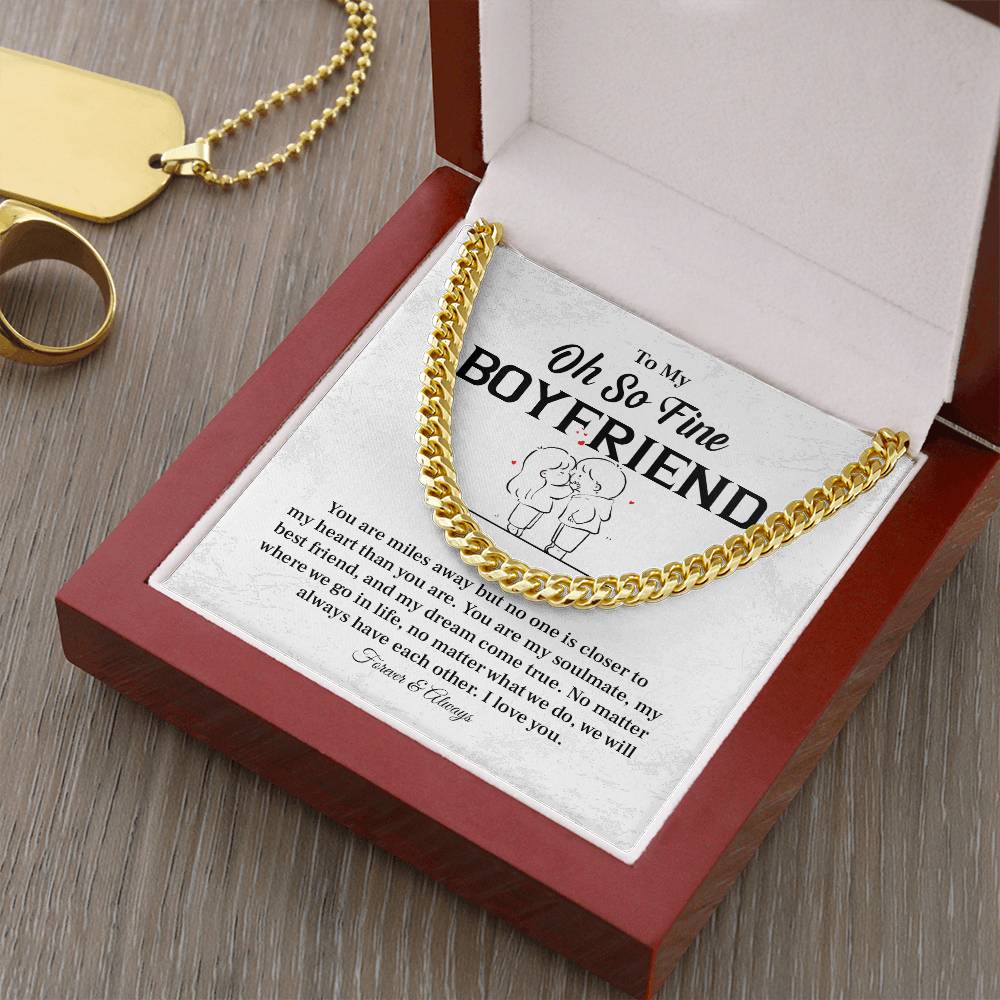 Boyfriend Long Distance Gift – Cuban Chain with Love Note