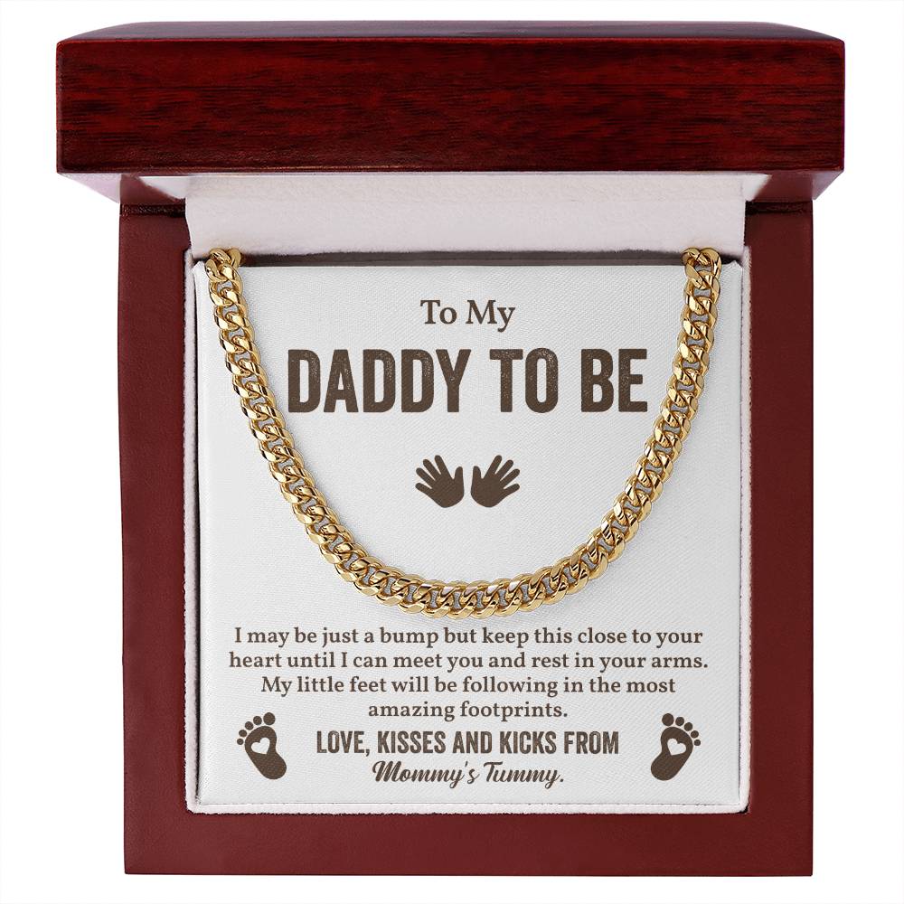 Daddy to Be Cuban Chain Gift From Baby Bump with Message Card