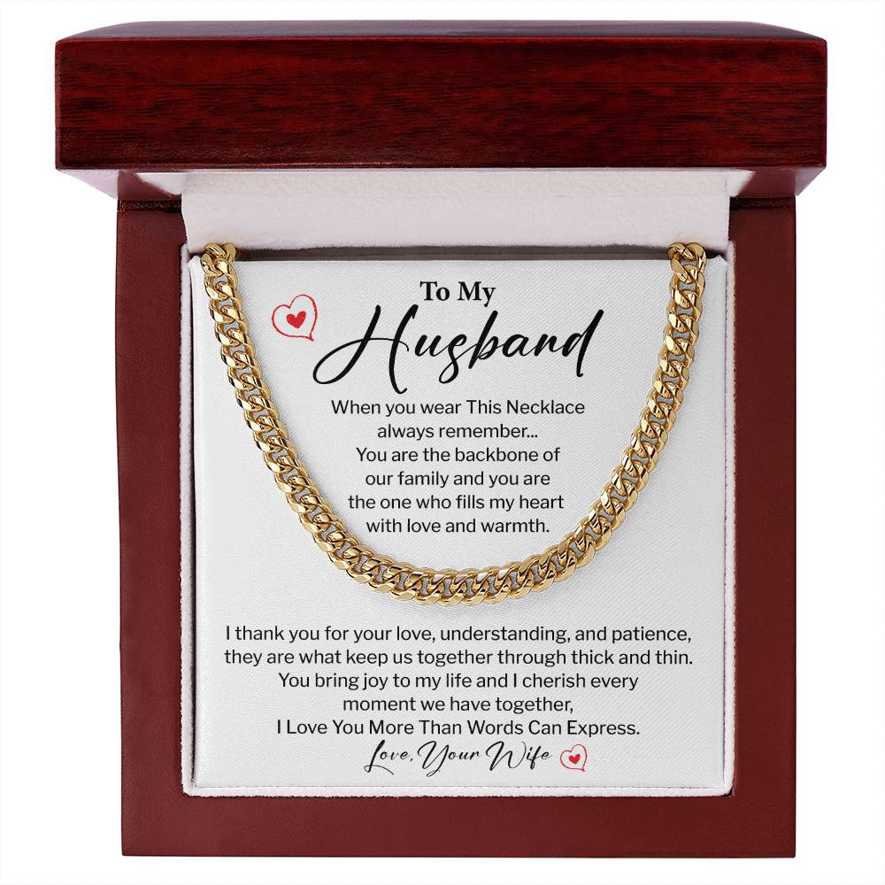 To My Husband Cuban Chain – Message Card Gift Box