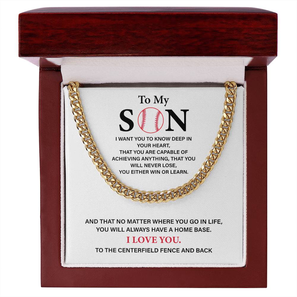 Baseball Gift for Son from Mom – Cuban Chain with Message Card