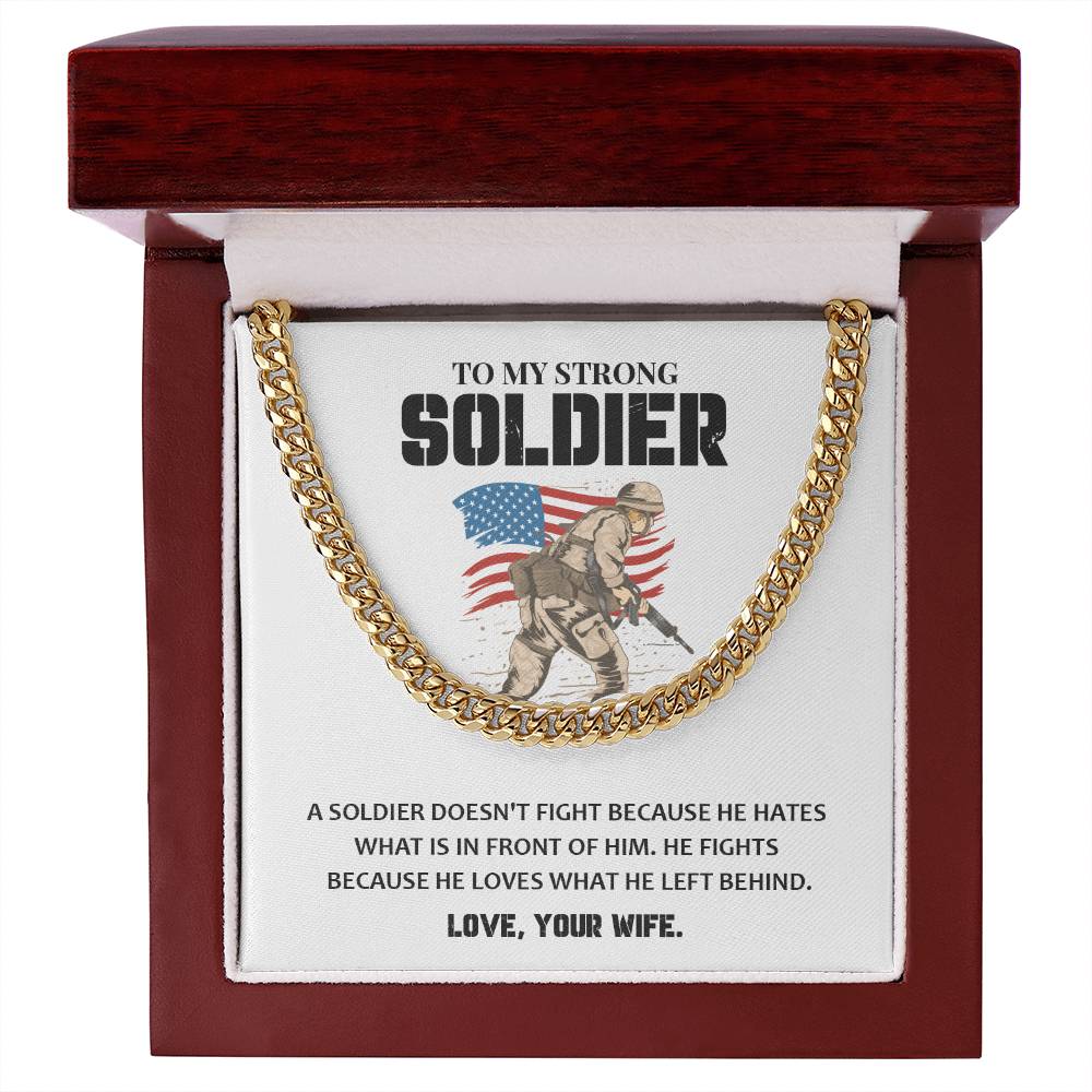 Soldier Gift from Wife – Cuban Chain Necklace with Message Card
