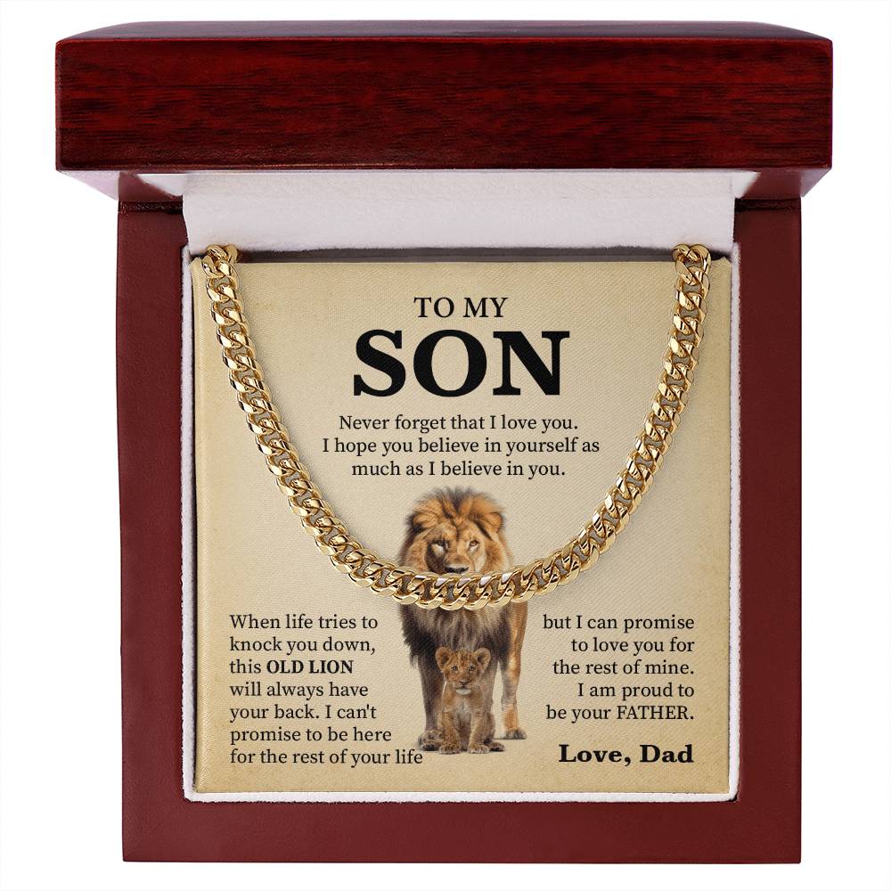 Lion Necklace Gift for Son from Dad – Proud Father Message Card