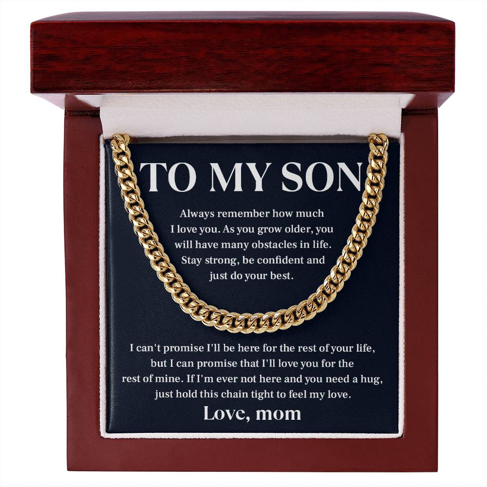 Mom to Son Cuban Chain Necklace Gift Message Card