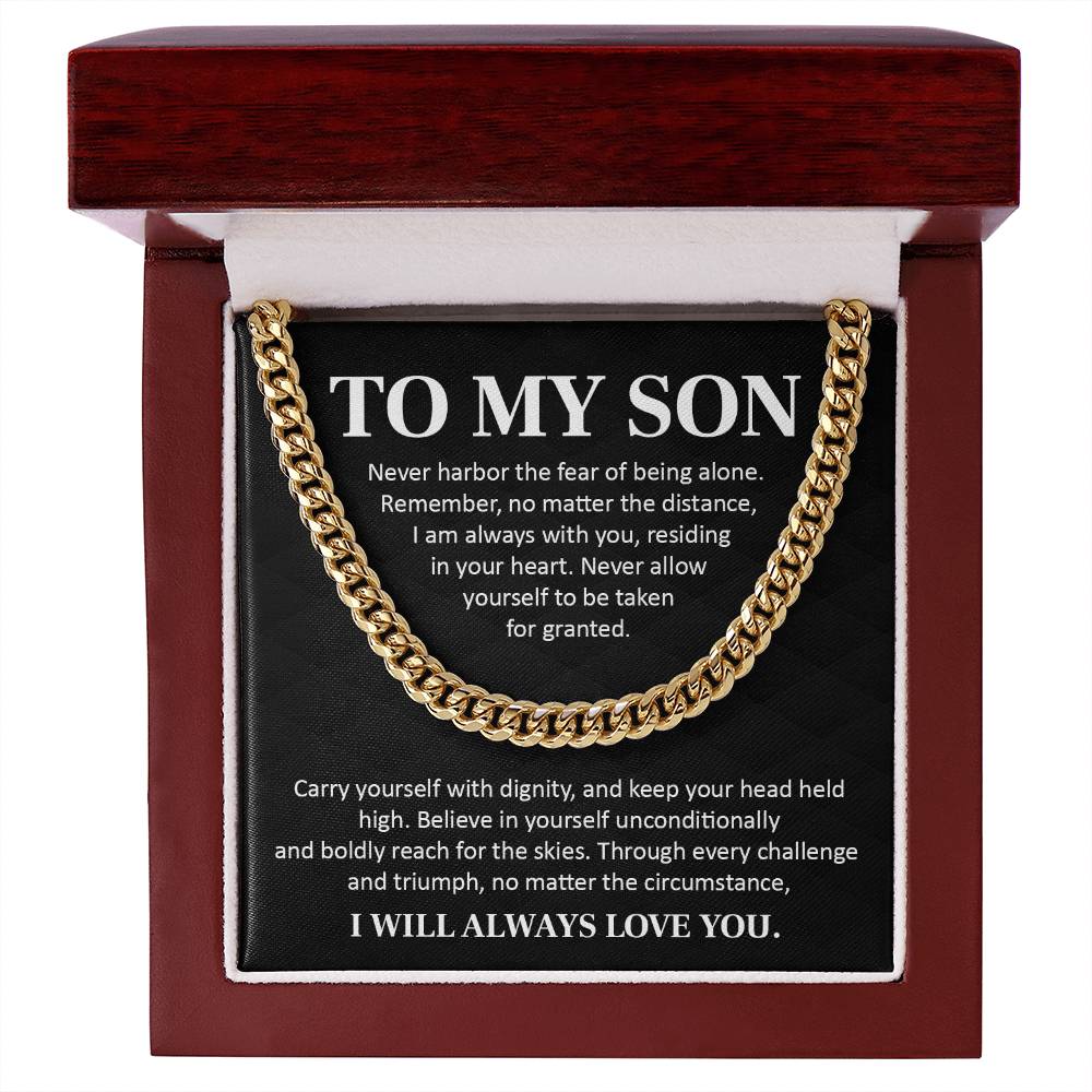 Cuban Chain Necklace Gift for Son with Message Card
