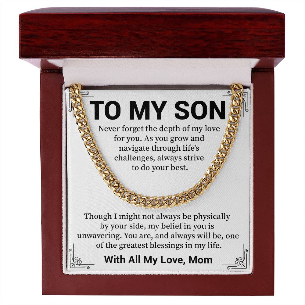 To My Son Cuban Chain Necklace Gift from Mom
