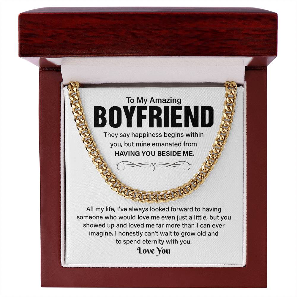 Cuban Chain Necklace Gift for Boyfriend with Gift Box
