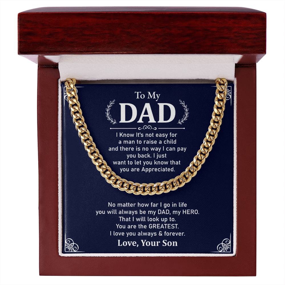 To My Dad Necklace Gift From Son With Appreciation Message