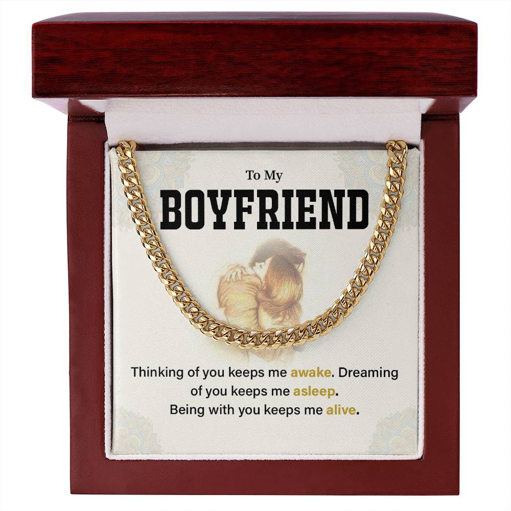 Boyfriend Cuban Chain Necklace Gift with Message Card