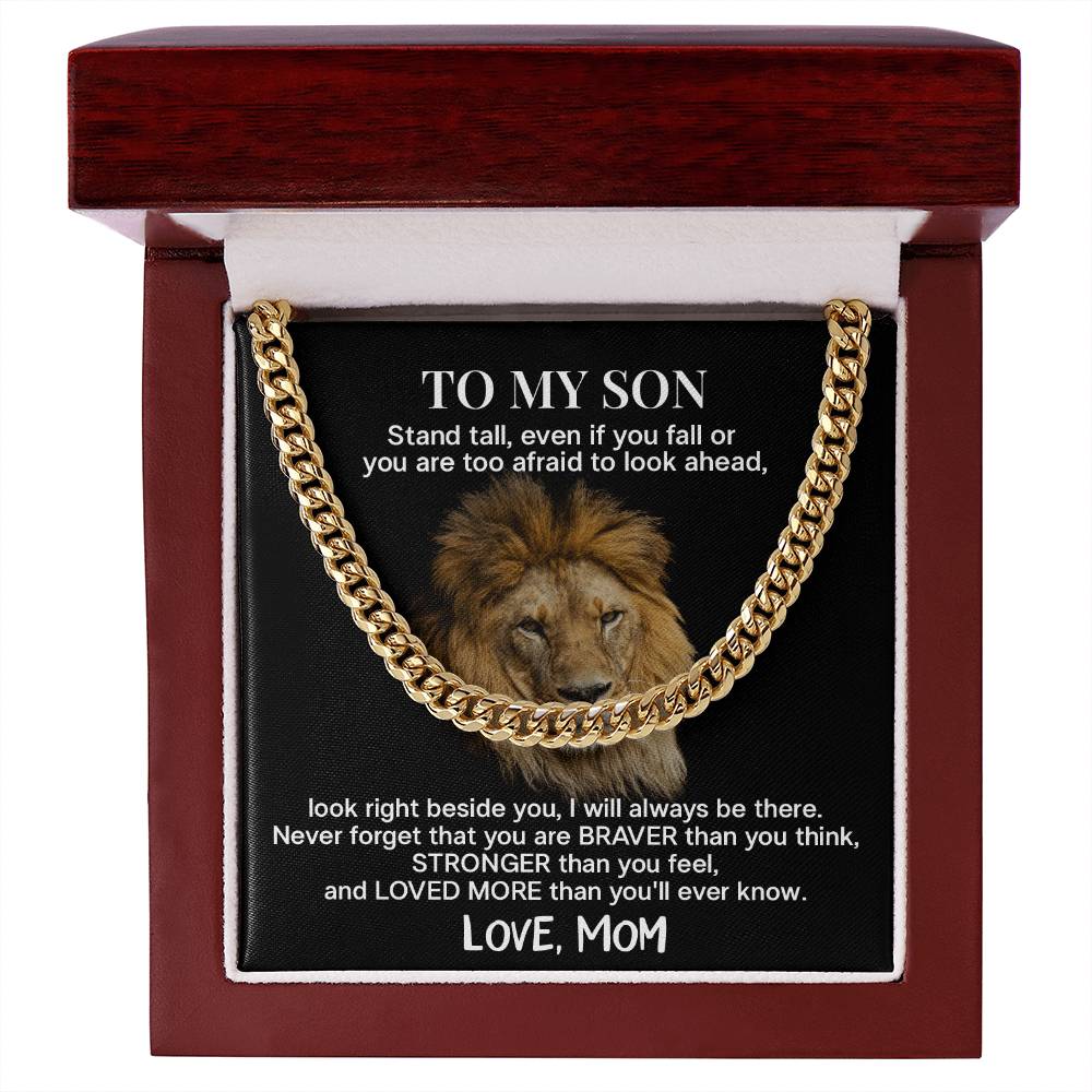 Lion Necklace Gift for Son from Mom – Strength & Love Message Card