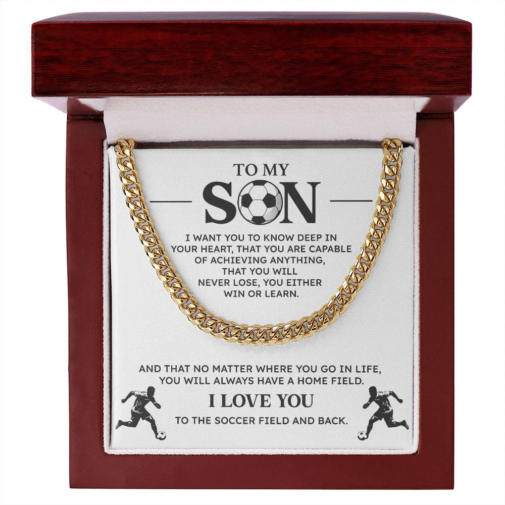 Soccer Necklace Gift for Son – Motivational Message Card for Players