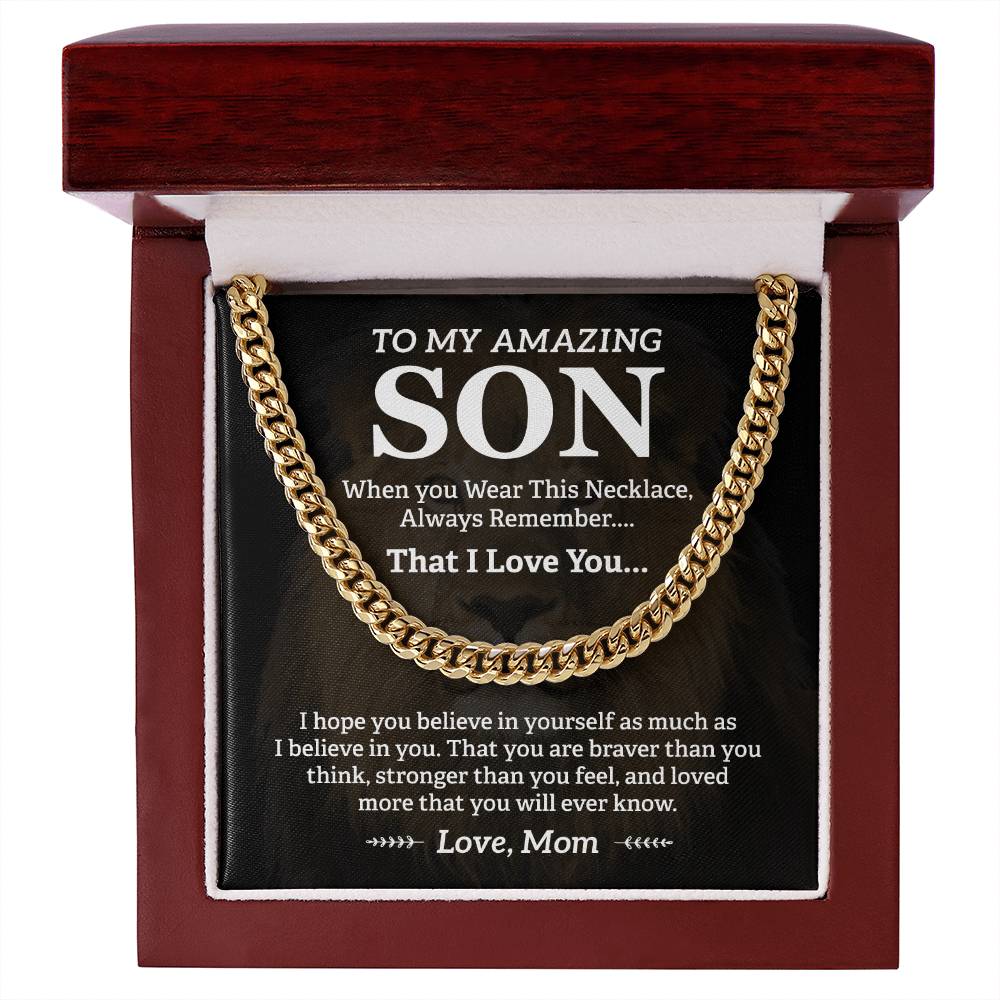 Cuban Link Necklace Gift for Son from Mom – Always Remember I Love You