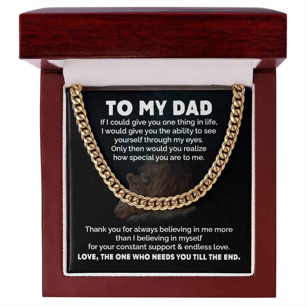 Dad Necklace Gift from Daughter with Lion Message Card