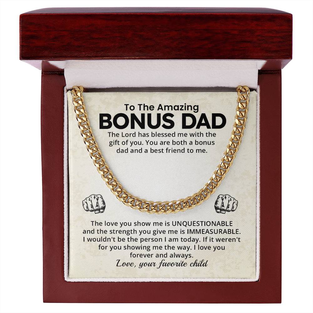 Bonus Dad Cuban Chain Necklace Gift With Loving Message