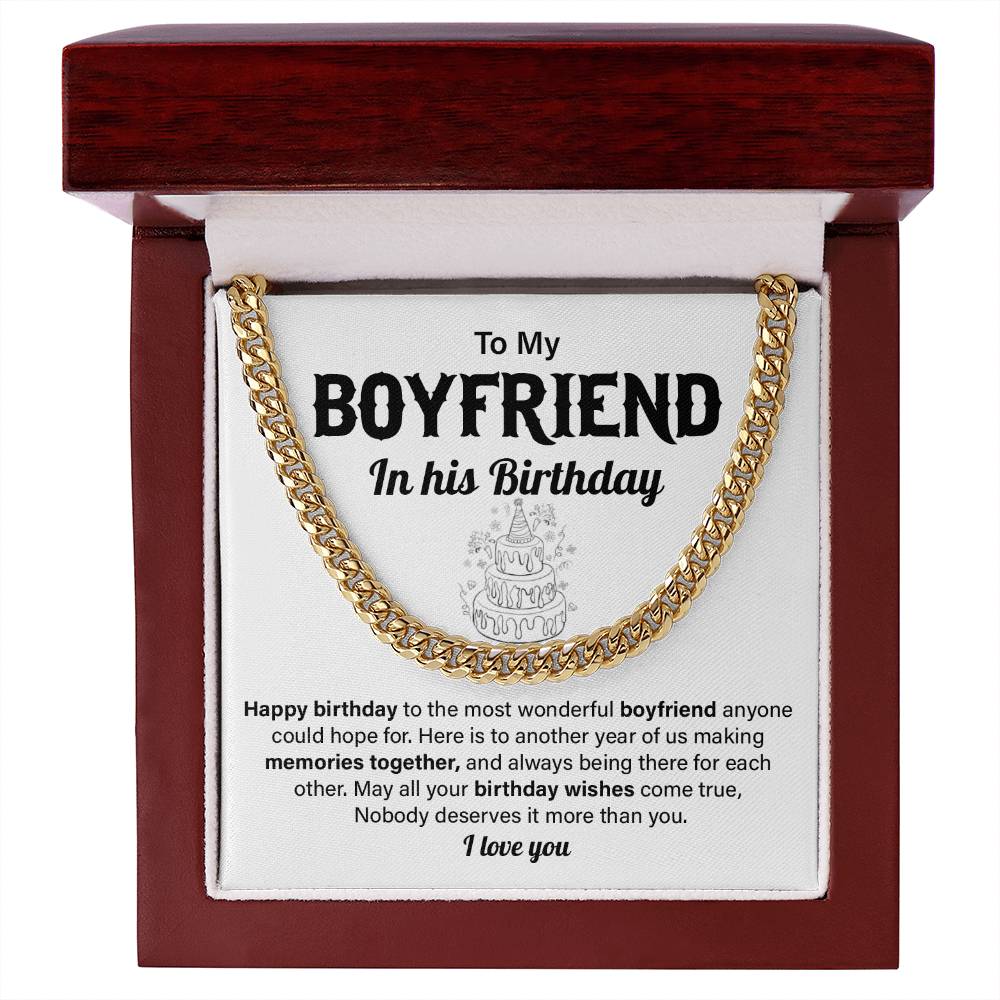 Birthday Necklace Gift for Boyfriend with Card & Box