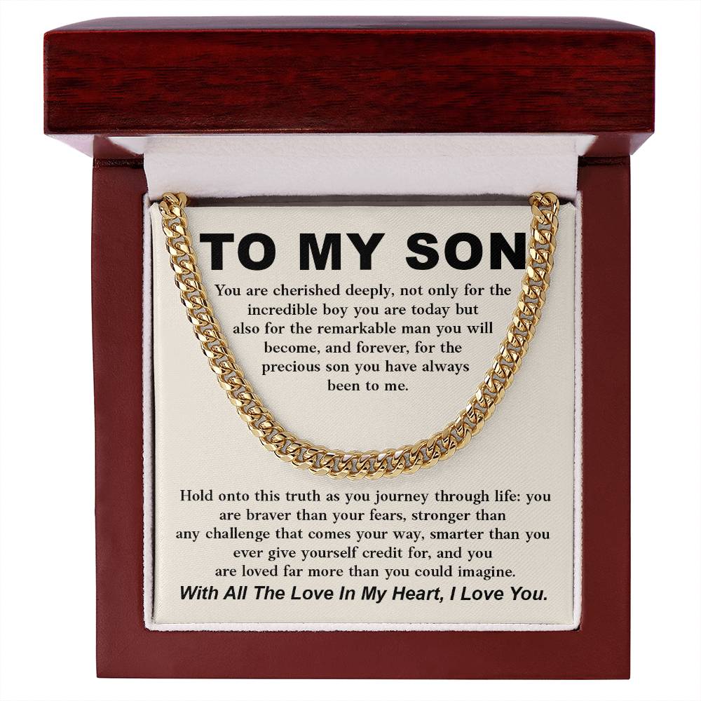 To My Son Cuban Chain Necklace Gift from Parent