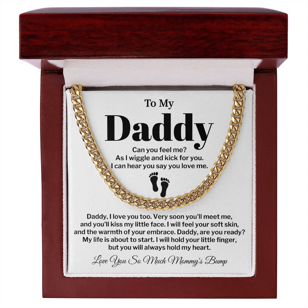 To My Daddy Cuban Chain Gift From Baby Bump with Message Card