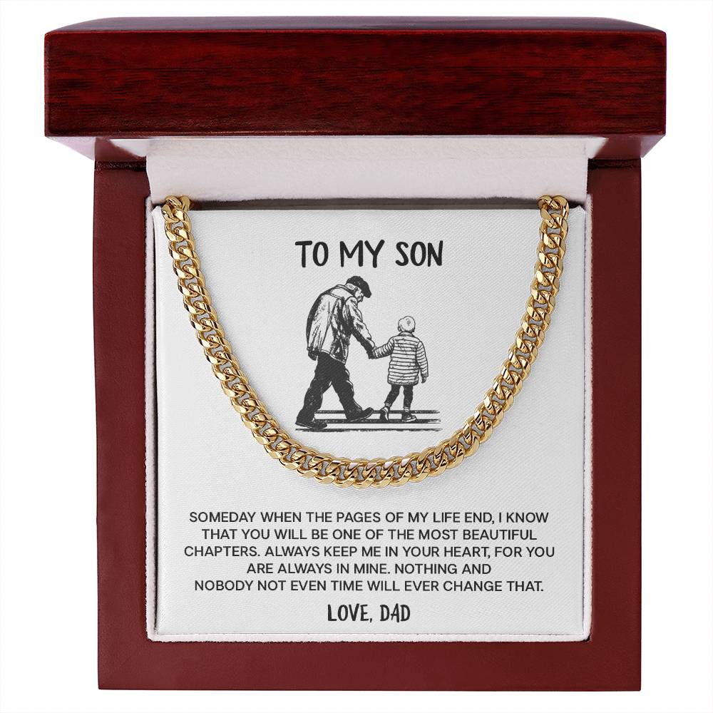 Dad to Son Cuban Chain Necklace – Forever in My Heart Message Card