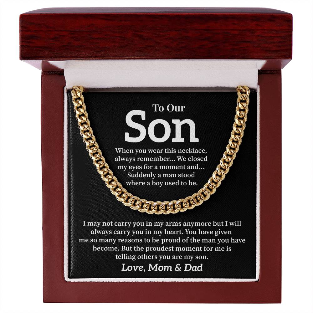 Gift Necklace for Son from Mom and Dad – Sentimental Message Card