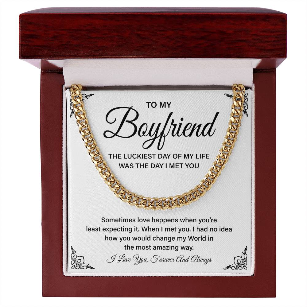 Boyfriend Gift – Cuban Chain with Lucky in Love Message