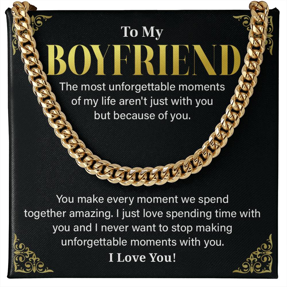 Boyfriend Cuban Chain Necklace with Gift Card & Box