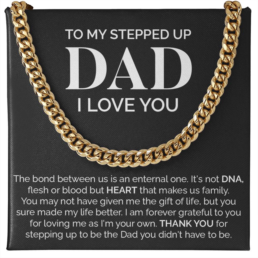 Stepped Up Dad Cuban Link Chain Gift – Bonus Dad Necklace