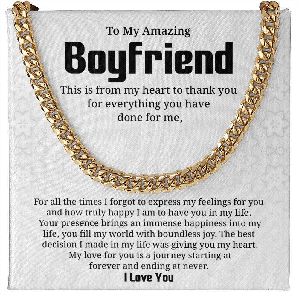 Appreciation Necklace for Boyfriend with Card