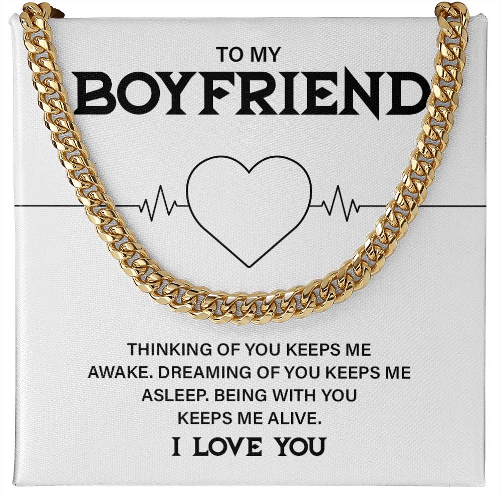 Boyfriend Cuban Chain Necklace with Gift Card