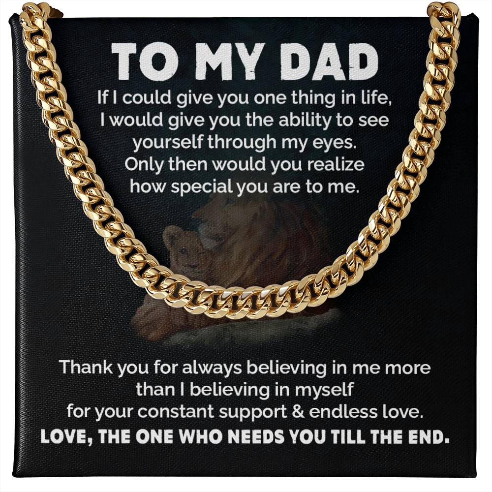 Dad Necklace Gift from Daughter with Lion Message Card