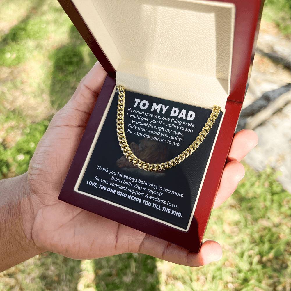 Dad Necklace Gift from Daughter with Lion Message Card