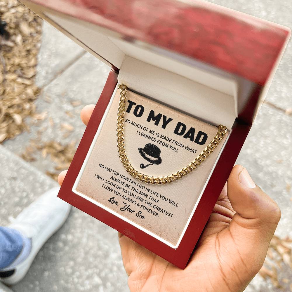 To My Dad Cuban Chain with Loving Message From Children