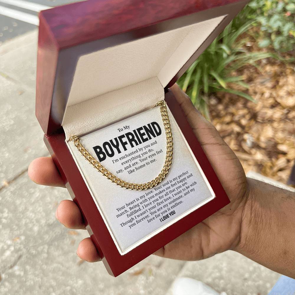 Boyfriend Cuban Chain Necklace Gift with Message Card