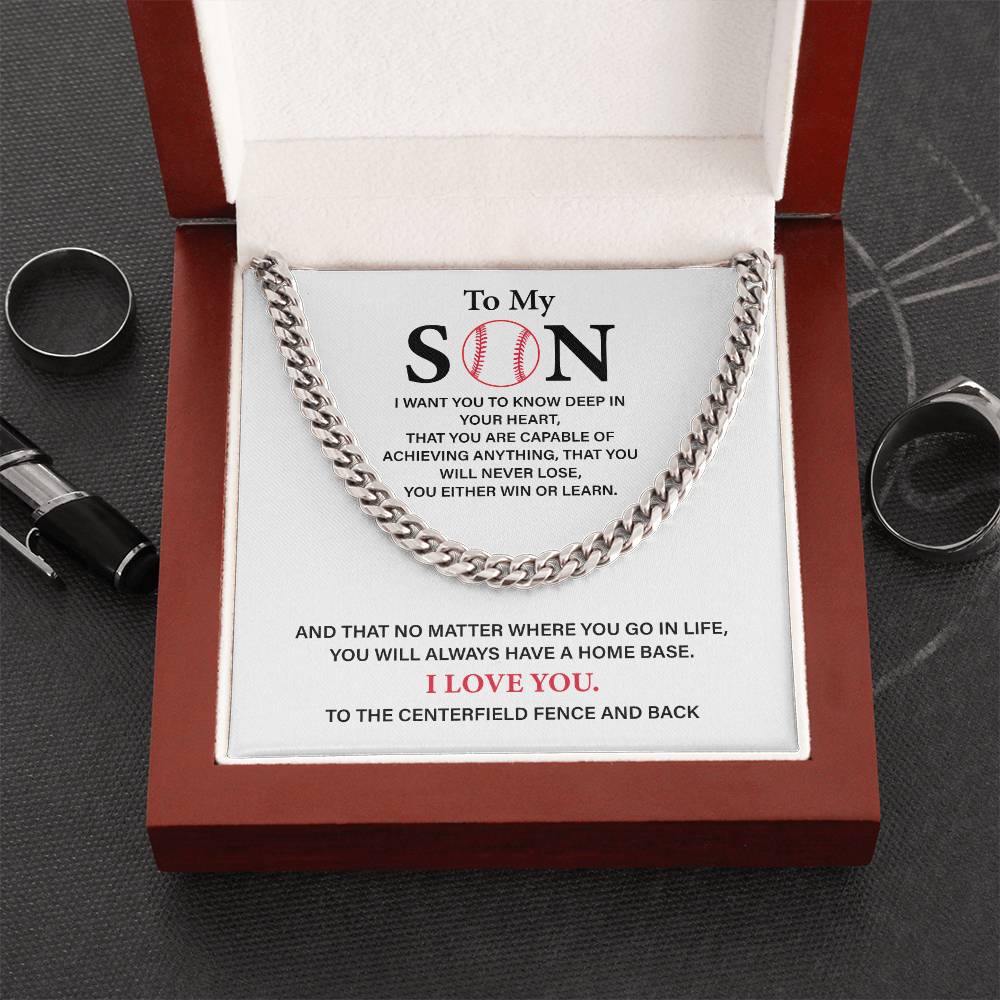 Baseball Gift for Son from Mom – Cuban Chain with Message Card