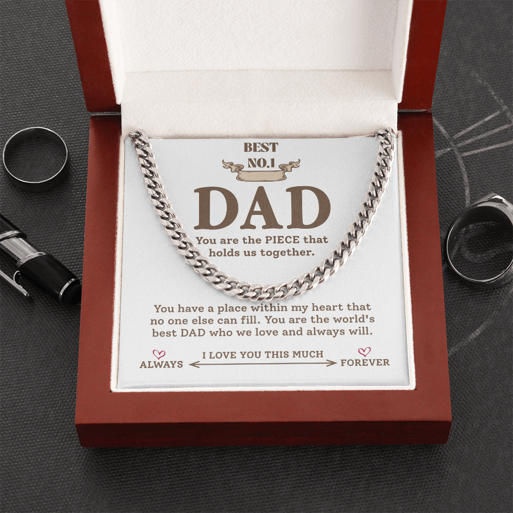 Best Dad Chain Necklace Gift with Message Card from Kids