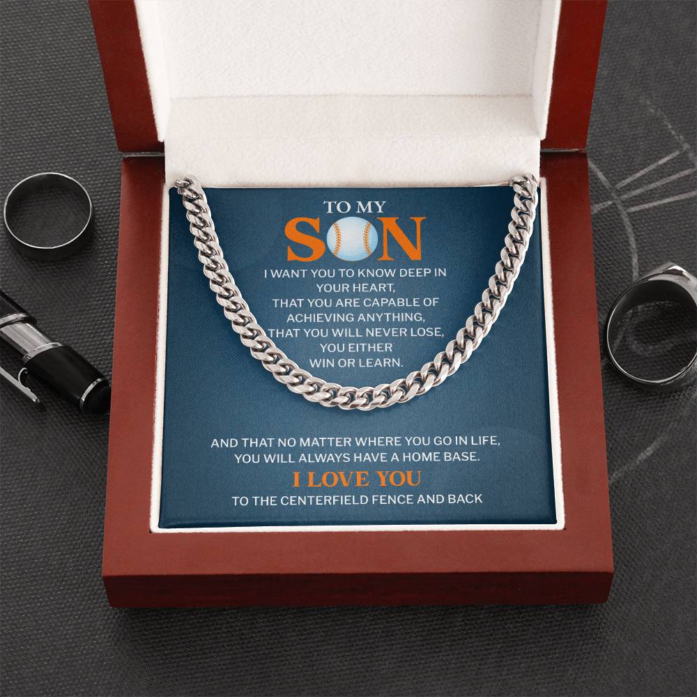 Baseball Son Gift Cuban Chain – Message Card Box