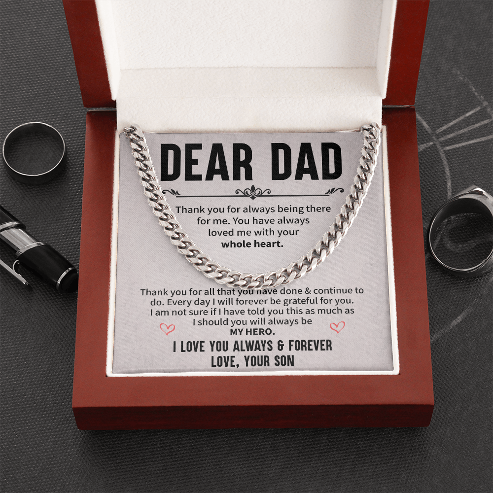 Dear Dad Necklace Heartfelt Message with Hero Tribute from Son