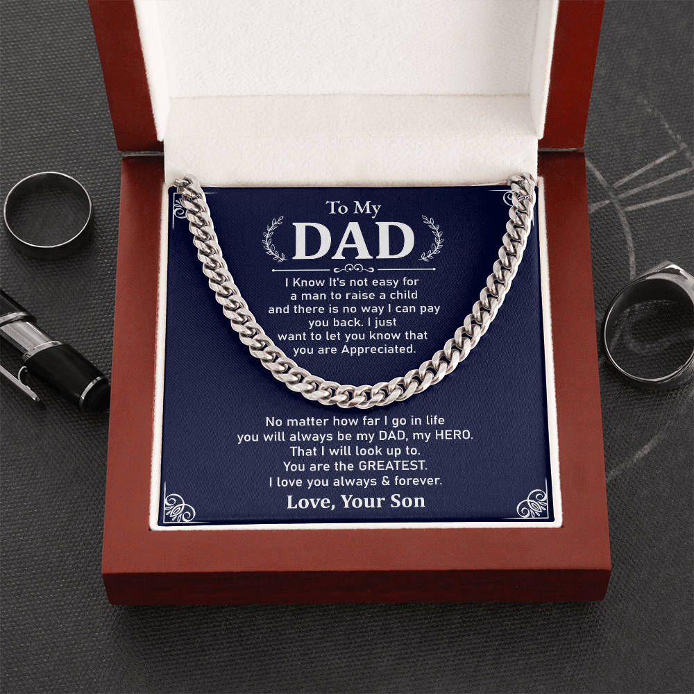 To My Dad Necklace Gift From Son With Appreciation Message