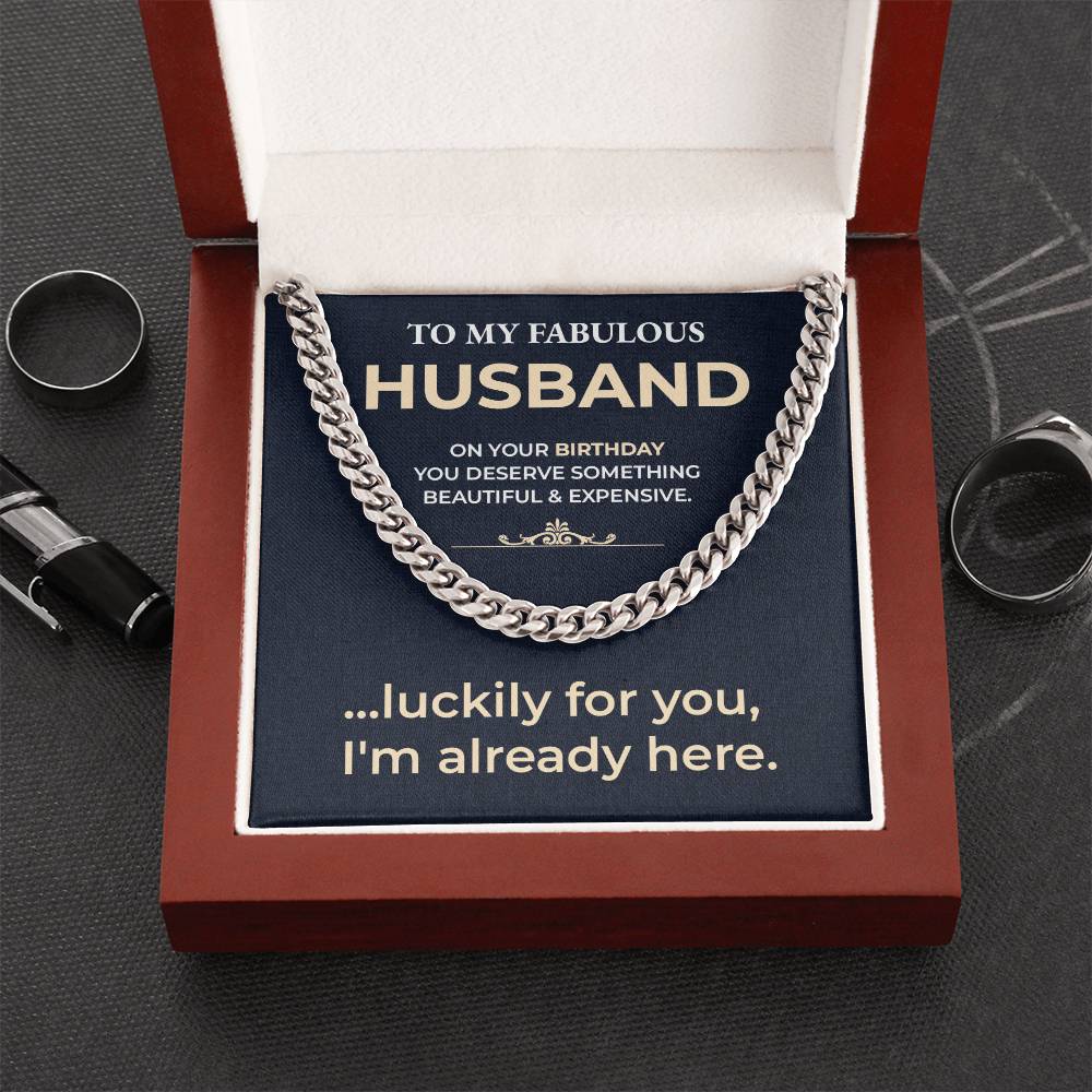 Funny Husband Birthday Gift Cuban Chain & Card