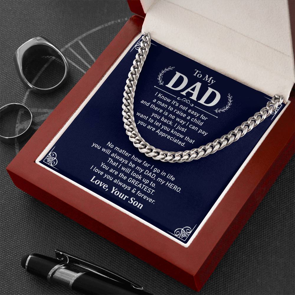 To My Dad Necklace Gift From Son With Appreciation Message