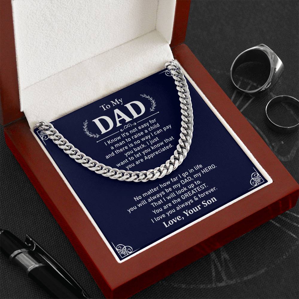 To My Dad Necklace Gift From Son With Appreciation Message