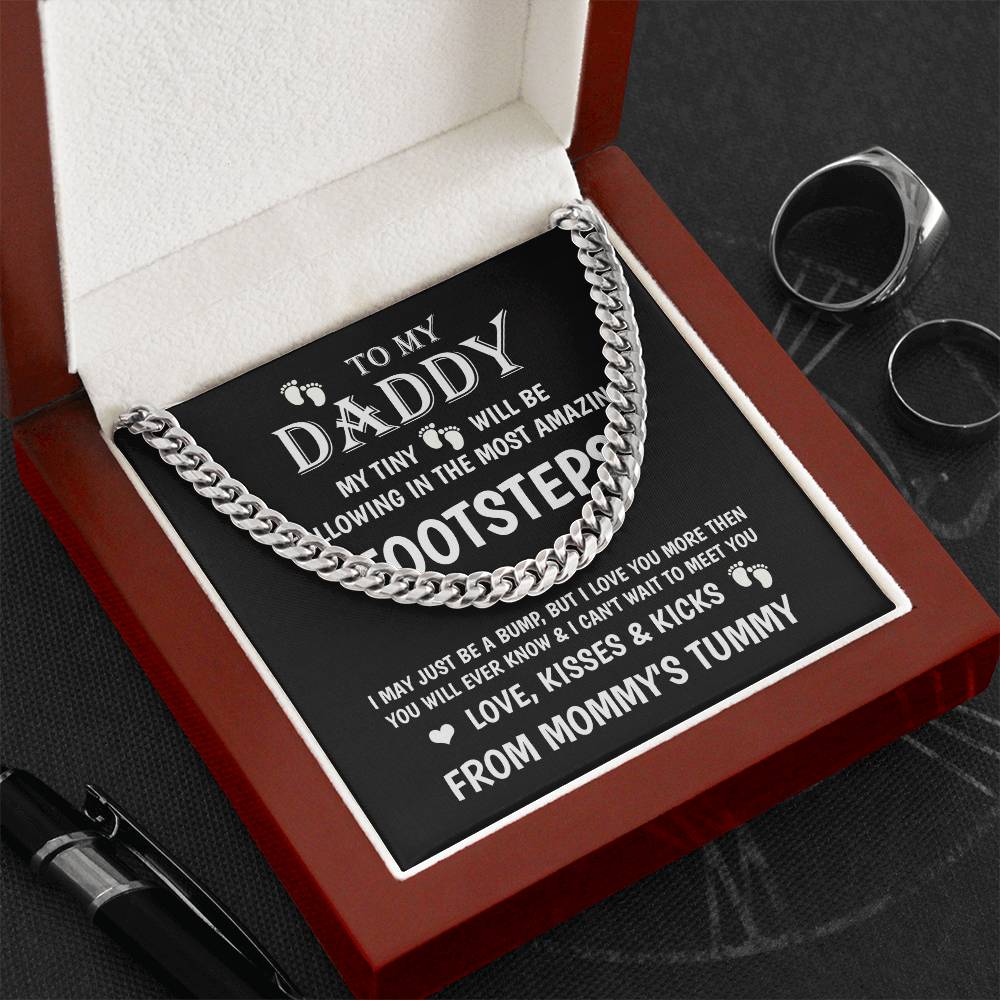To My Daddy Gift from Unborn Baby – Cuban Chain with Heartfelt Message