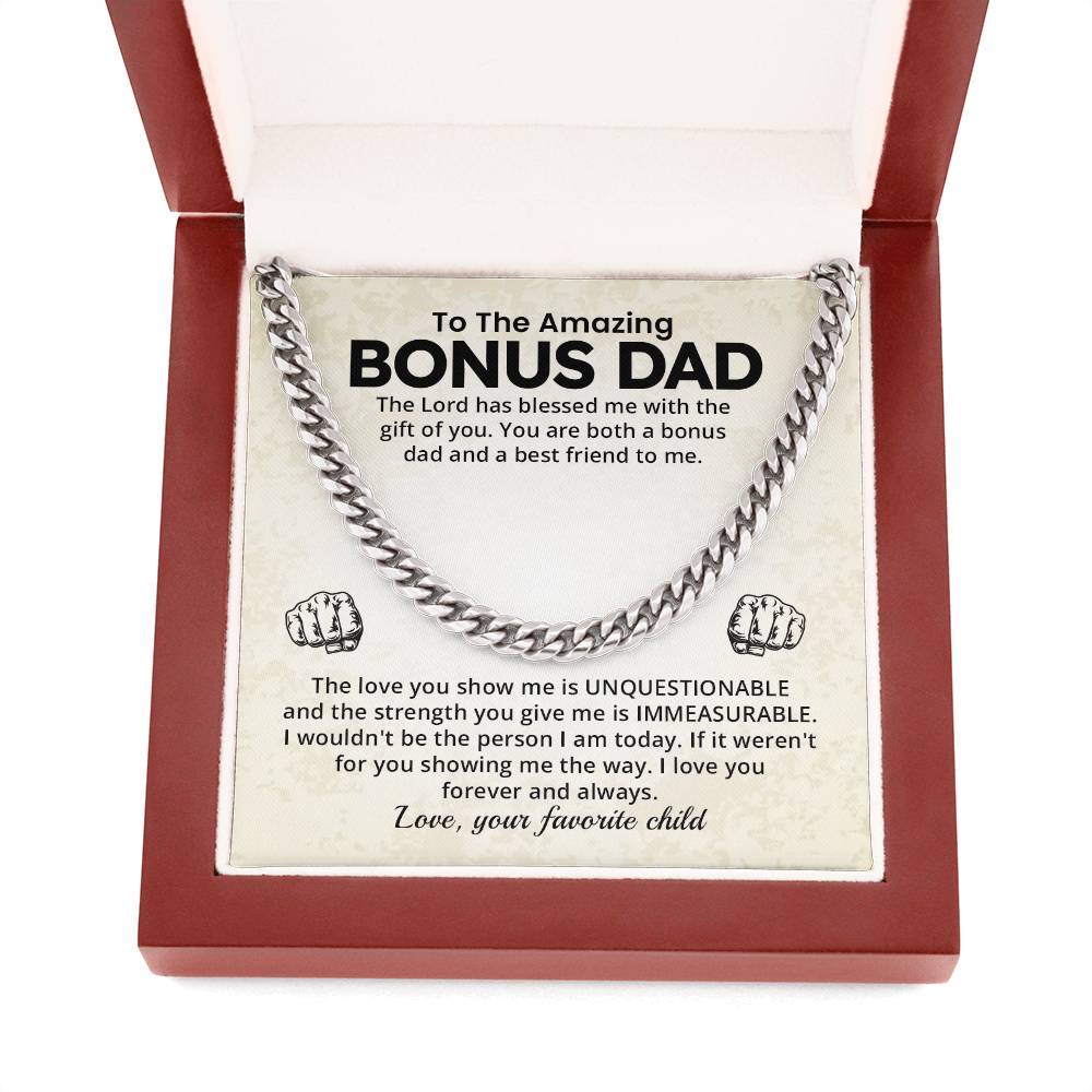 Bonus Dad Cuban Chain Necklace Gift With Loving Message
