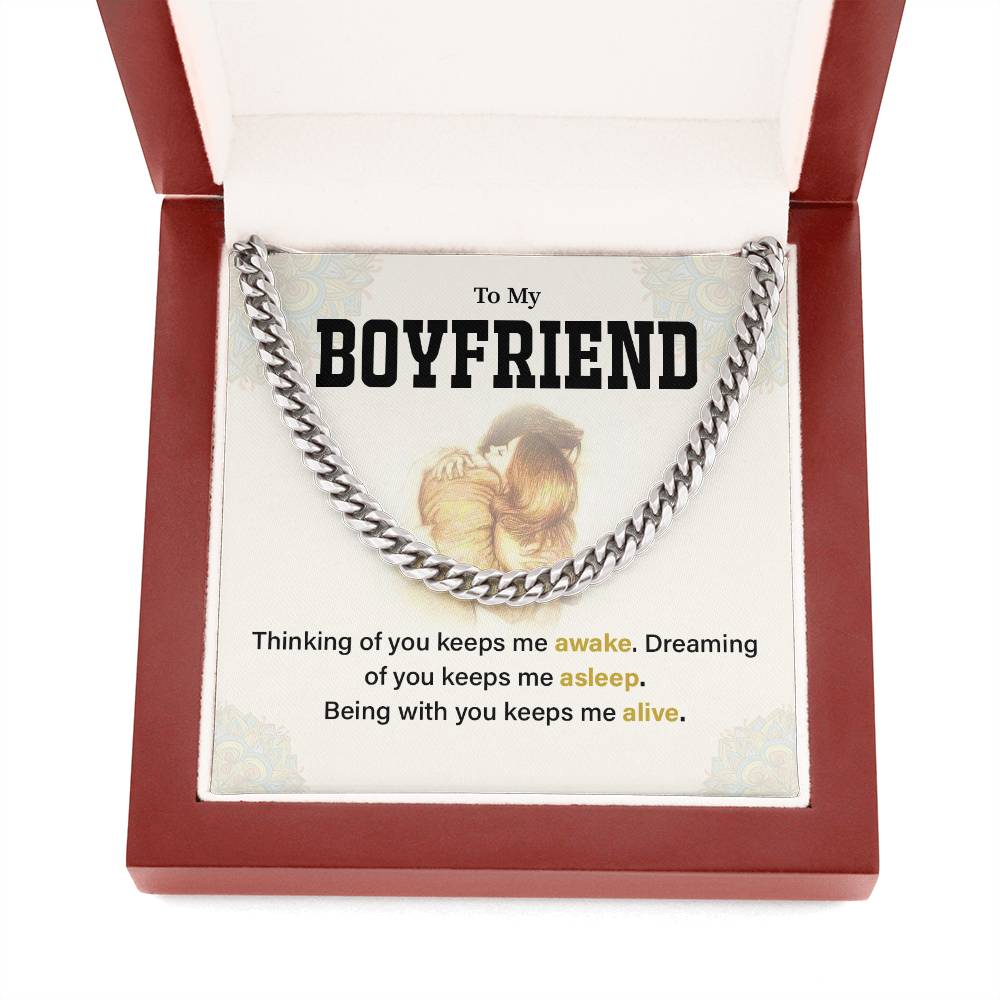 Boyfriend Cuban Chain Necklace Gift with Message Card