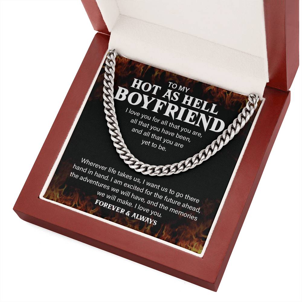 Hot Boyfriend Gift – Cuban Chain with Fire Message