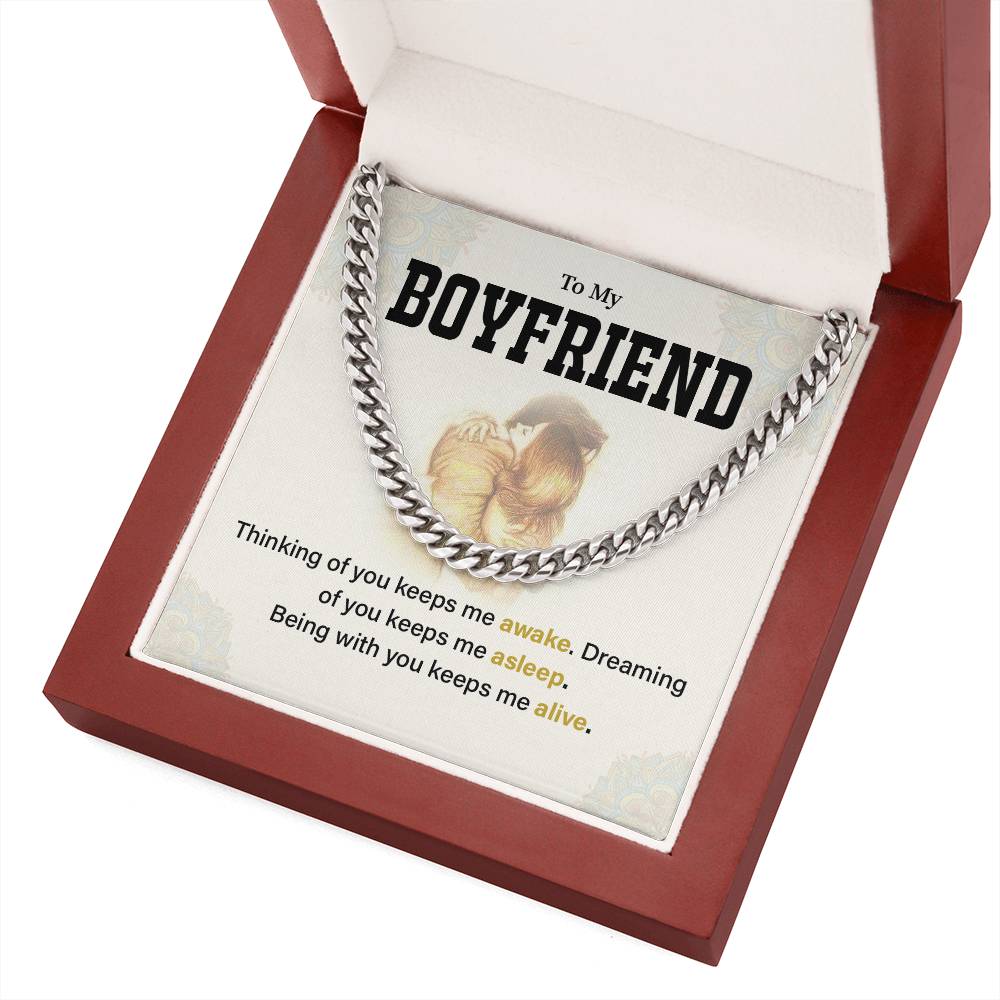 Boyfriend Cuban Chain Necklace Gift with Message Card