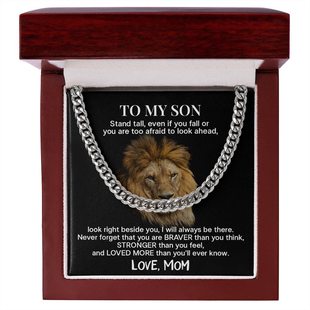 Lion Necklace Gift for Son from Mom – Strength & Love Message Card