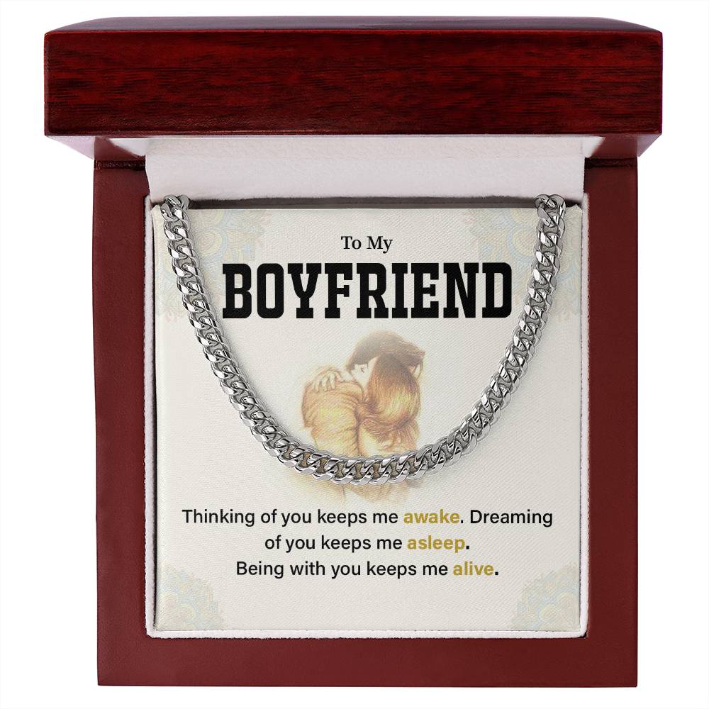 Boyfriend Cuban Chain Necklace Gift with Message Card