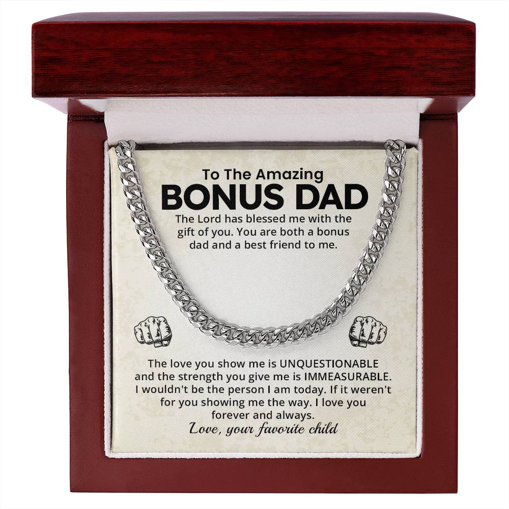 Bonus Dad Cuban Chain Necklace Gift With Loving Message